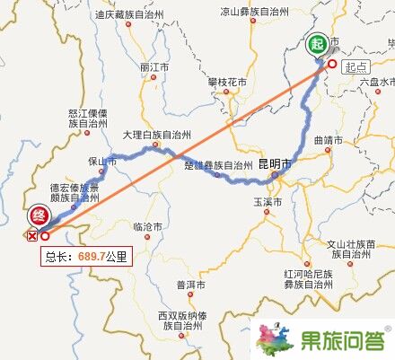 云南魯?shù)榈饺瘥愔本€距離670公里,車程1048公里,乘車時間28小時。